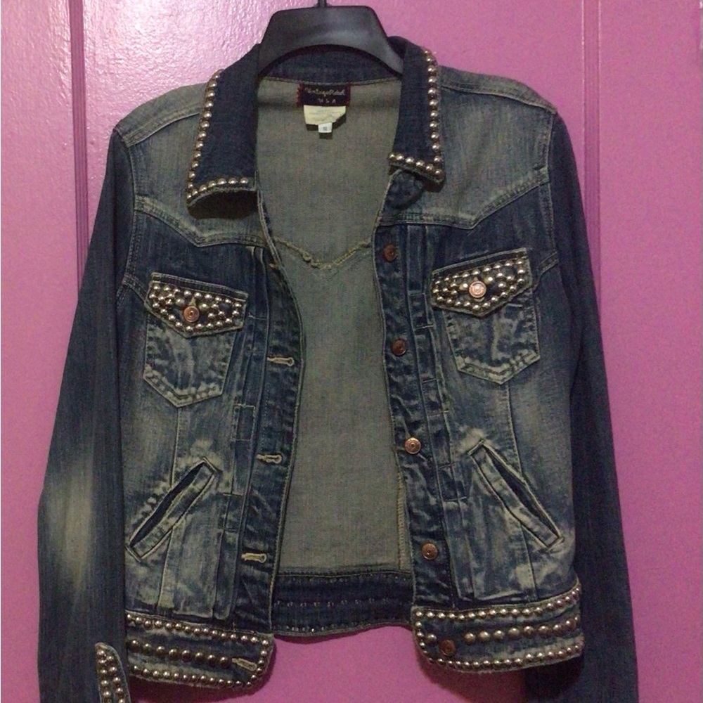 Silver rivets grommets jean jacket
